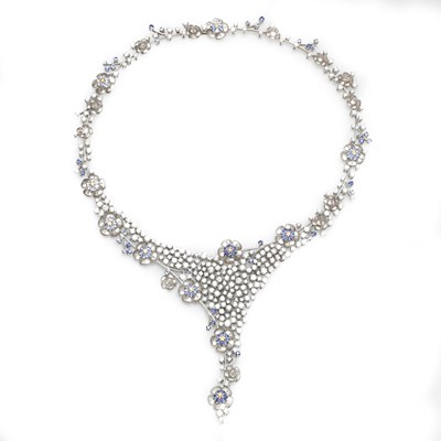 Picture of Diamond pendant Flower Blue