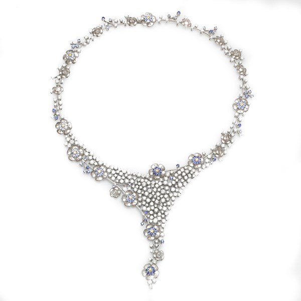 Picture of Diamond pendant Flower Blue